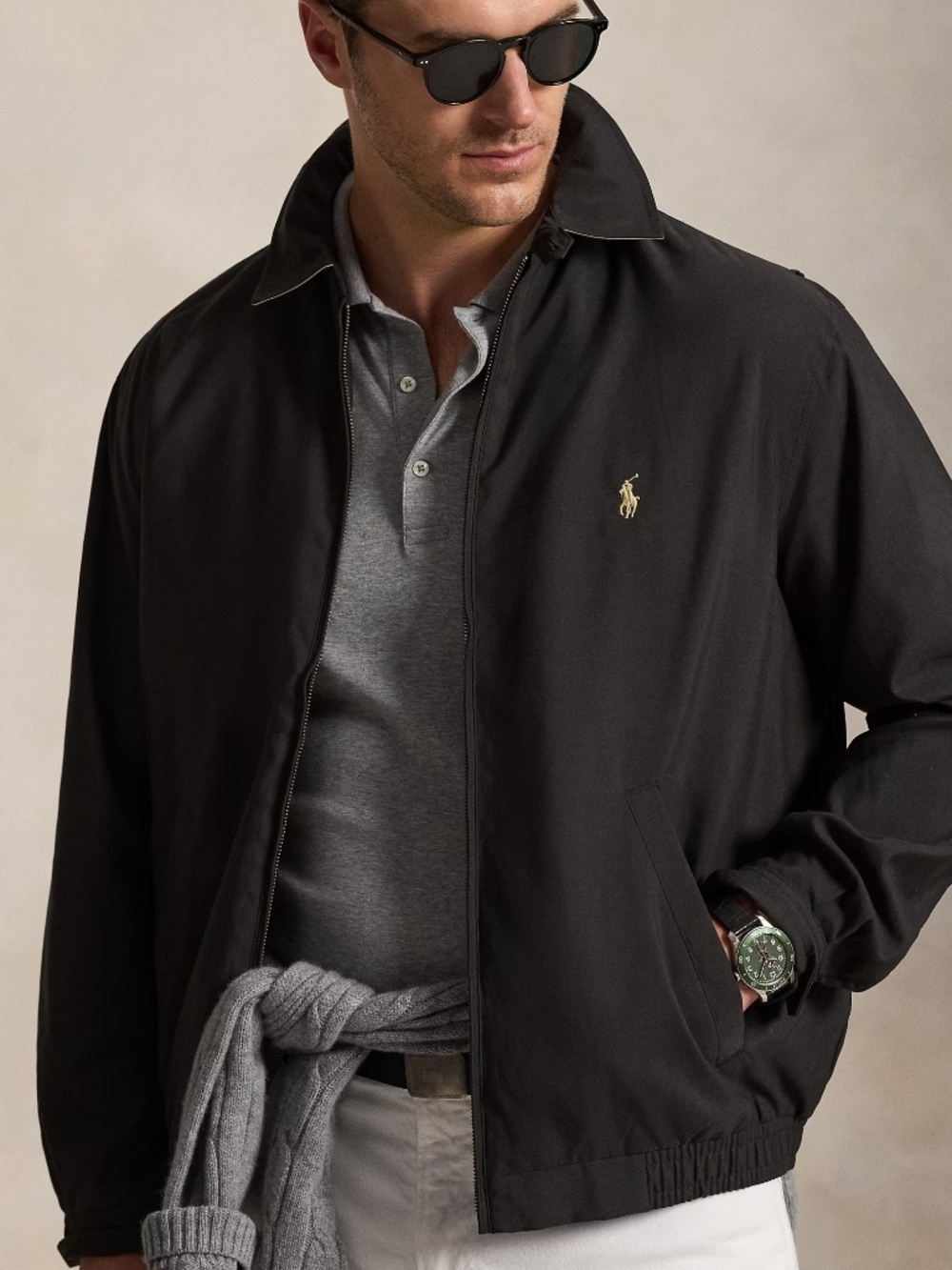 90s Polo Ralph Lauren Bi-Swing Jacket Black Size XL Big & Tall Windbreaker